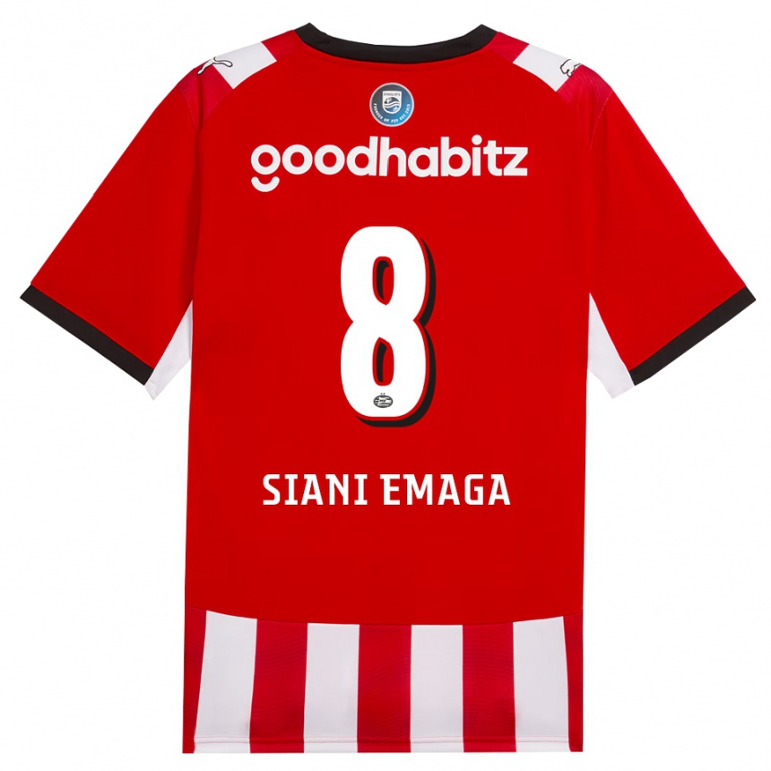 נשים כדורגל Ezechiel Siani Emaga #8 אדום לבן שחור ג'רזי ביתית 2026/27