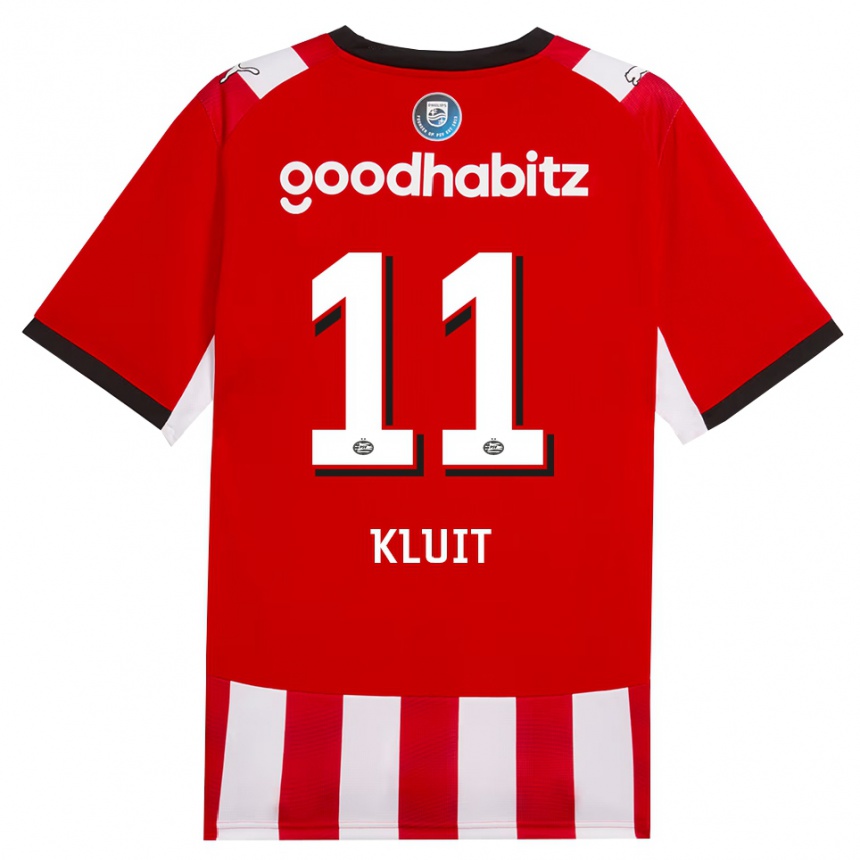 נשים כדורגל Fabio Kluit #11 אדום לבן שחור ג'רזי ביתית 2026/27 נשים כדורגל Fabio Kluit #11 אדום לבן שחור ג'רזי ביתית 2026/27