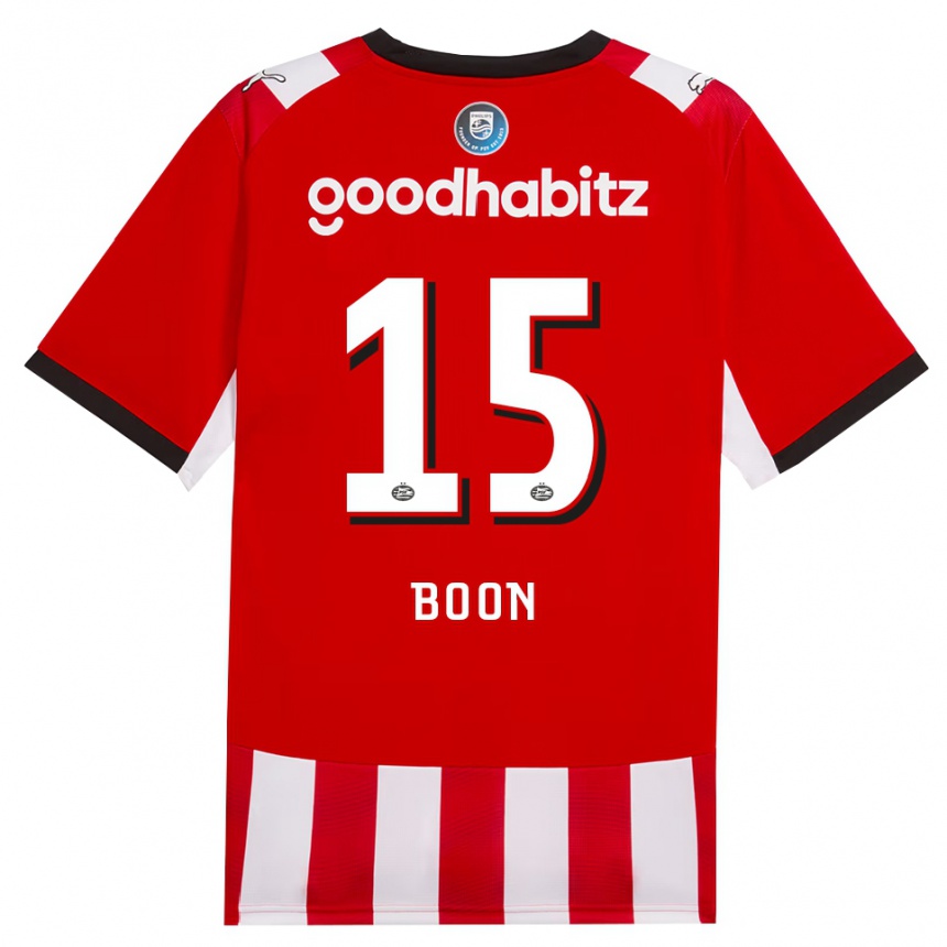 נשים כדורגל Rens Boon #15 אדום לבן שחור ג'רזי ביתית 2026/27
