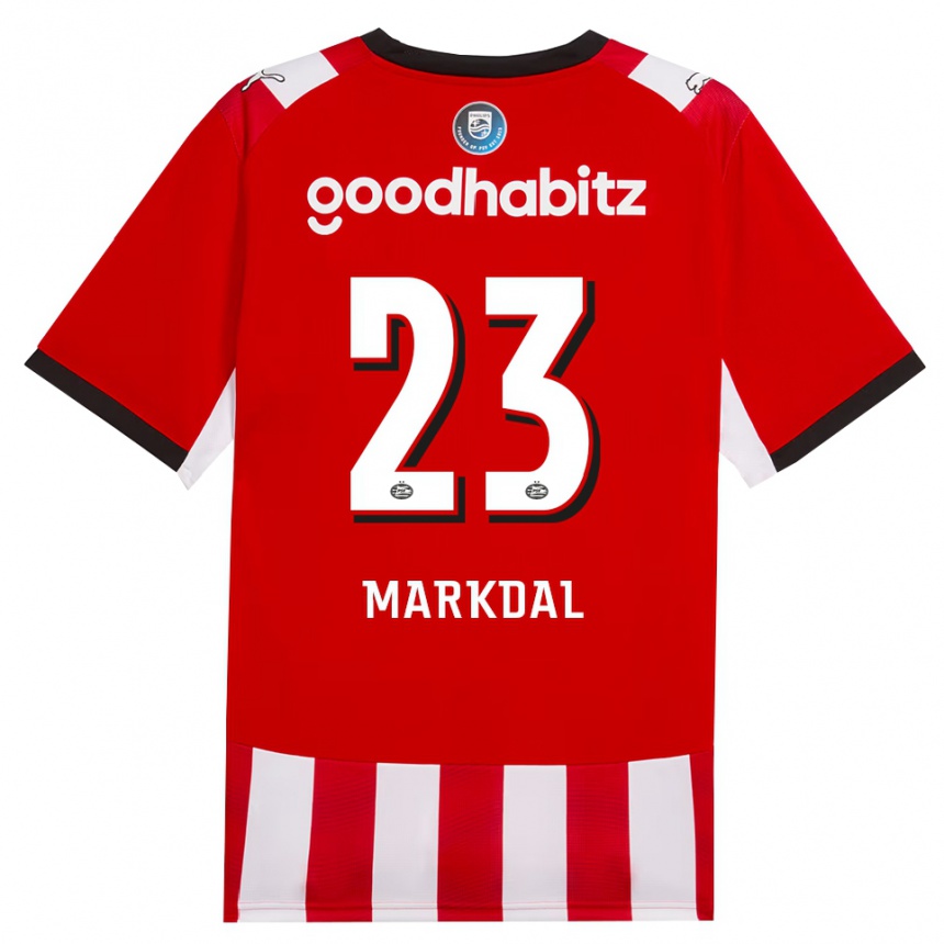 נשים כדורגל Mikkel Markdal #23 אדום לבן שחור ג'רזי ביתית 2026/27