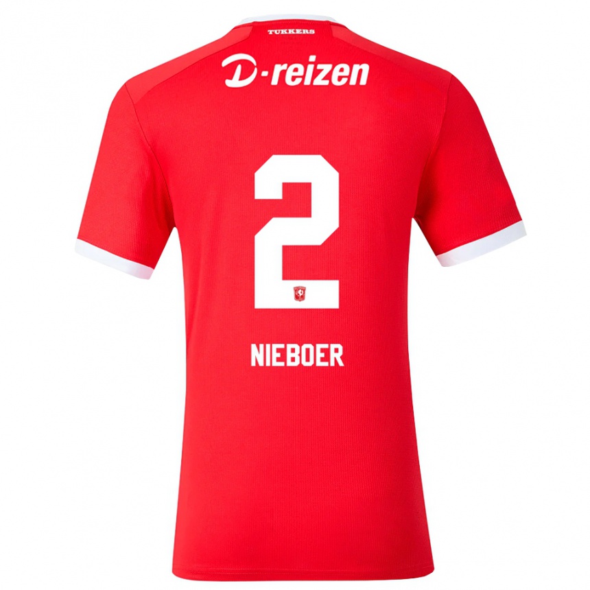 נשים כדורגל Oliver Nieboer #2 אדום לבן ג'רזי ביתית 2026/27