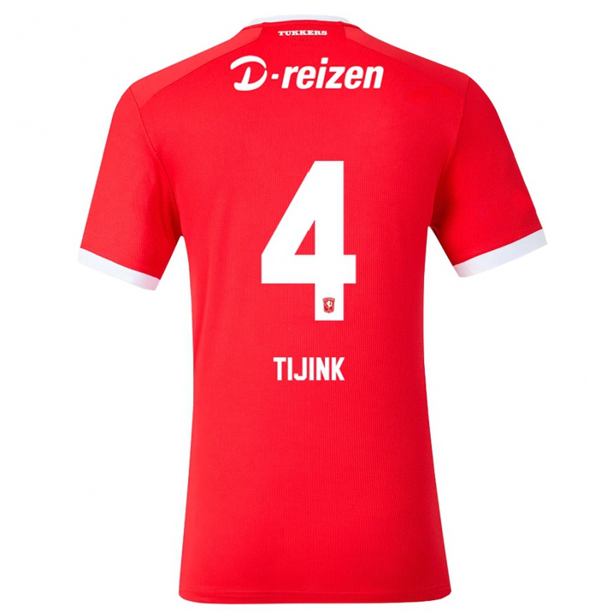 נשים כדורגל Jop Tijink #4 אדום לבן ג'רזי ביתית 2026/27