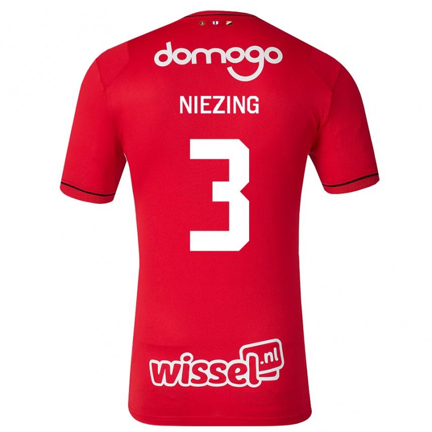 נשים כדורגל Rutger Niezing #3 אדום לבן שחור ג'רזי ביתית 2026/27