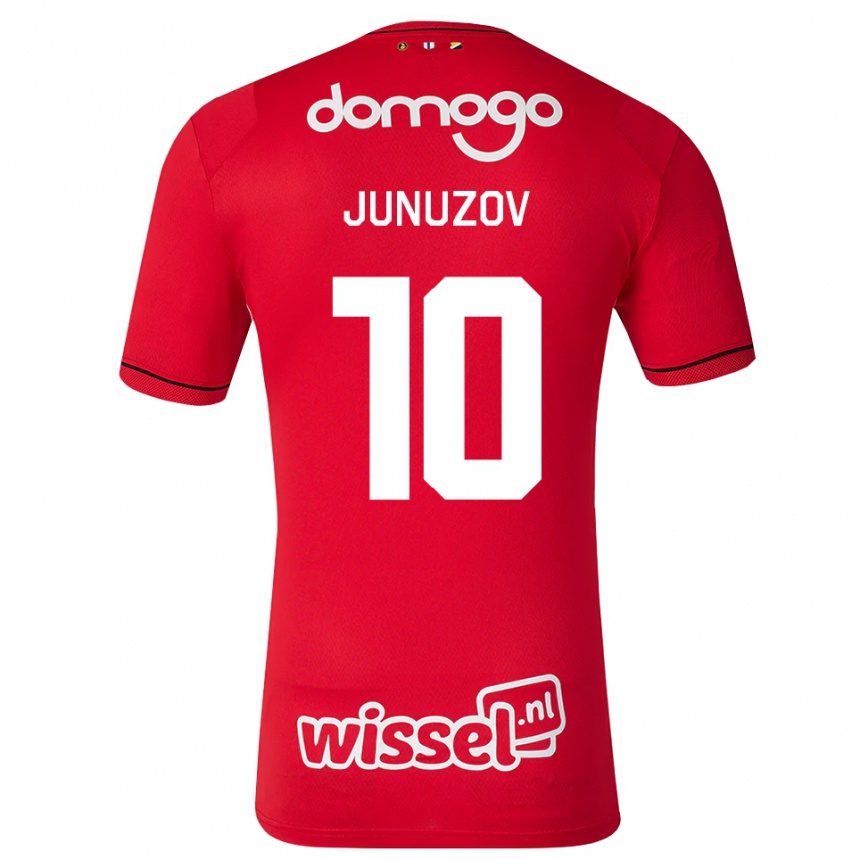 נשים כדורגל Melih Junuzov #10 אדום לבן שחור ג'רזי ביתית 2026/27 נשים כדורגל Melih Junuzov #10 אדום לבן שחור ג'רזי ביתית 2026/27