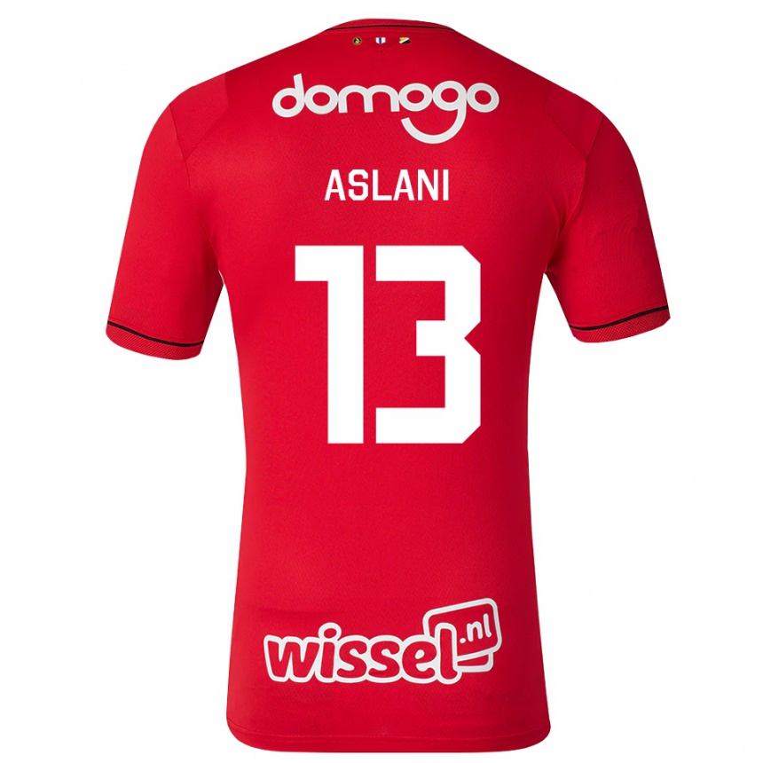 נשים כדורגל Abdullah Aslani #13 אדום לבן שחור ג'רזי ביתית 2026/27
