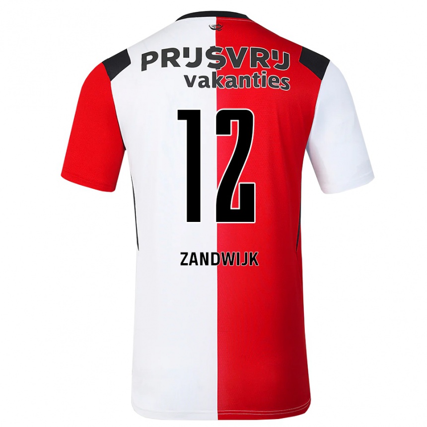 נשים כדורגל Tim Zandwijk #12 אדום לבן שחור ג'רזי ביתית 2026/27