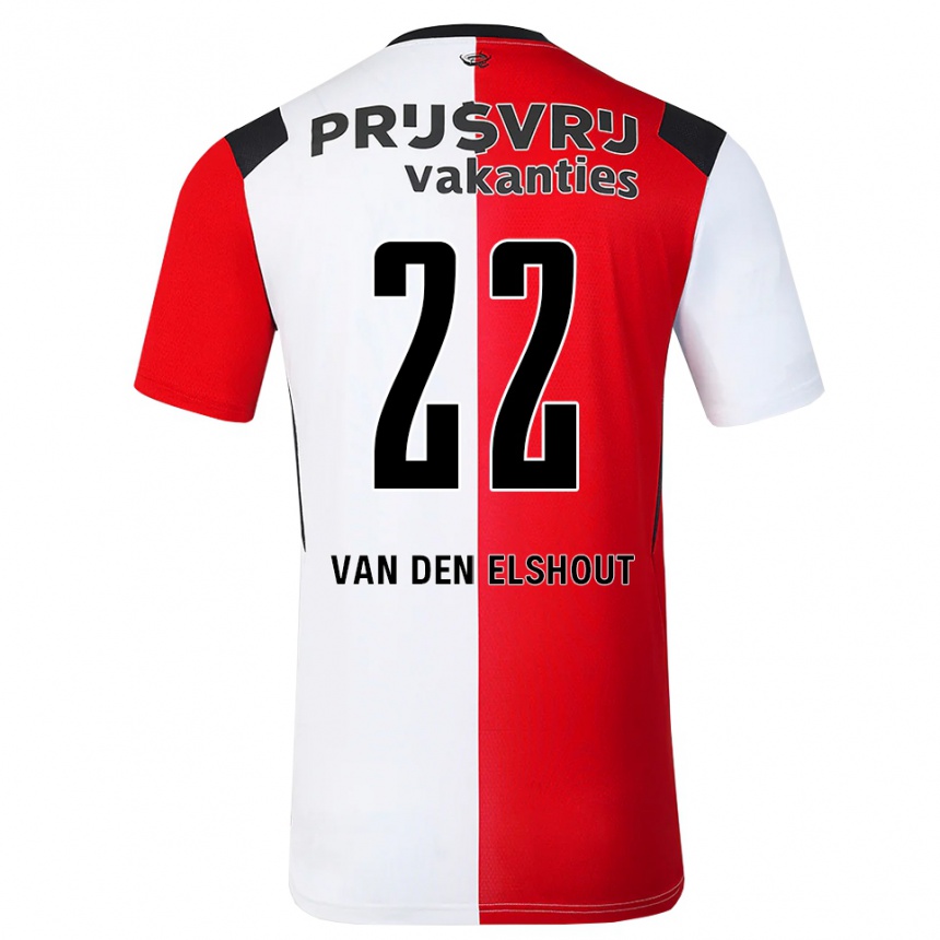 נשים כדורגל Tobias Van Den Elshout #22 אדום לבן שחור ג'רזי ביתית 2026/27 נשים כדורגל Tobias Van Den Elshout #22 אדום לבן שחור ג'רזי ביתית 2026/27