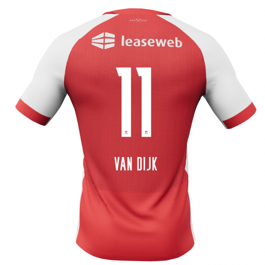 נשים כדורגל Merijn Van Dijk #11 אדום לבן שחור ג'רזי ביתית 2026/27