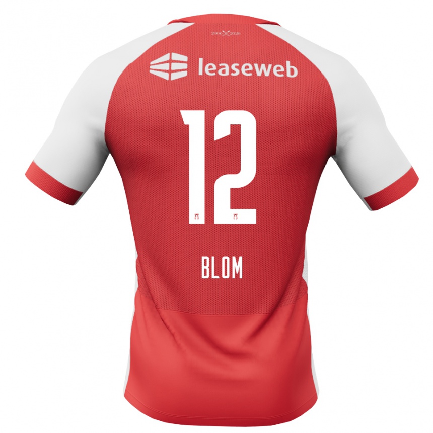 נשים כדורגל Robin Blom #12 אדום לבן שחור ג'רזי ביתית 2026/27