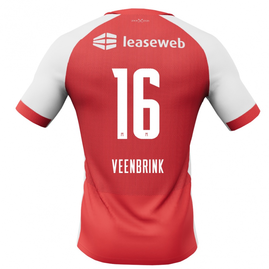 נשים כדורגל Jayden Veenbrink #16 אדום לבן שחור ג'רזי ביתית 2026/27