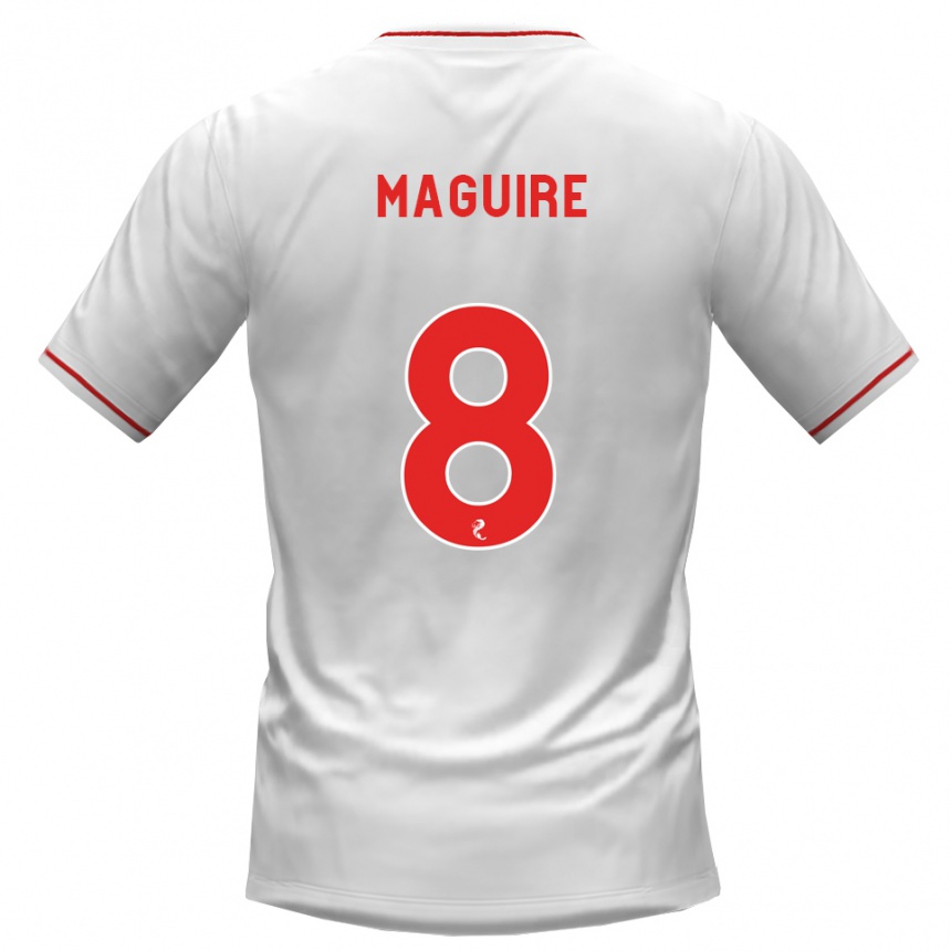 נשים כדורגל Ciaran Maguire #8 לבן אדום הרחק ג'רזי 2026/27
