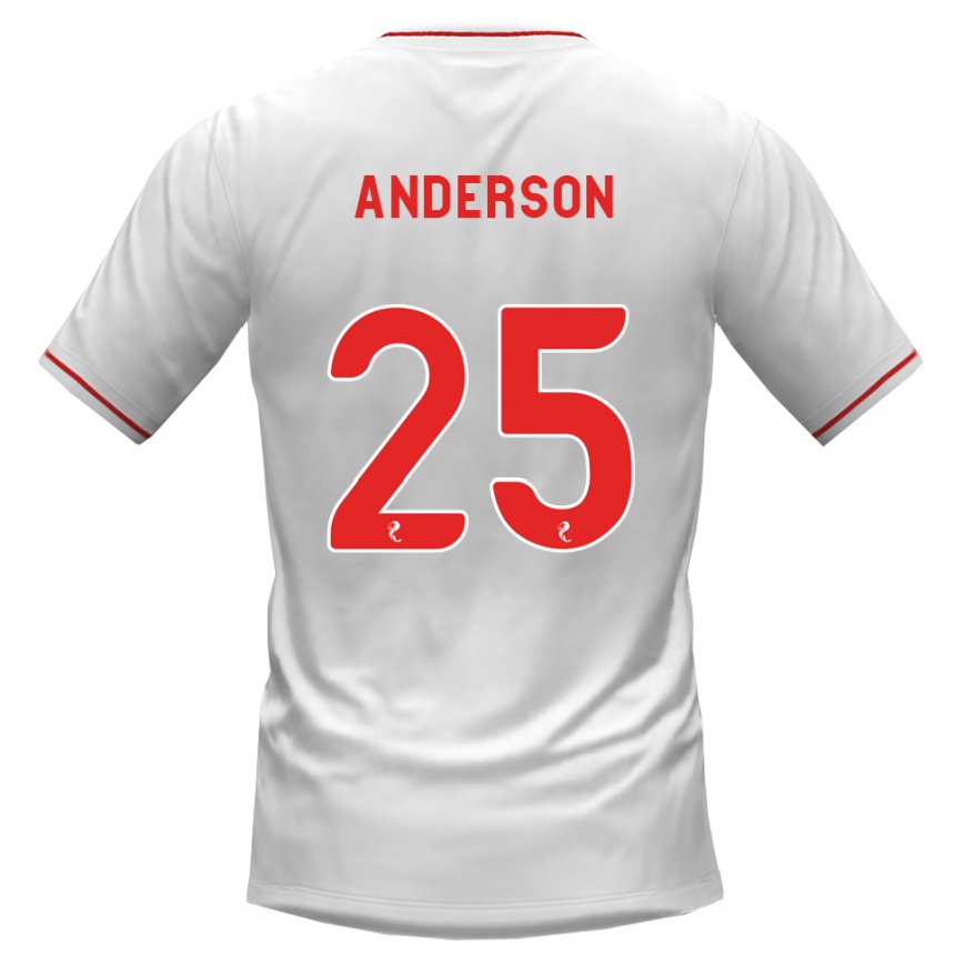 נשים כדורגל Bruce Anderson #25 לבן אדום הרחק ג'רזי 2026/27