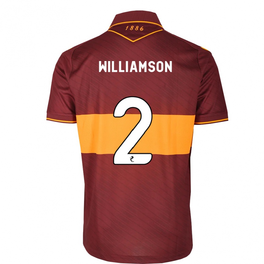 נשים כדורגל Scott Williamson #2 כתום בורדו הרחק ג'רזי 2026/27