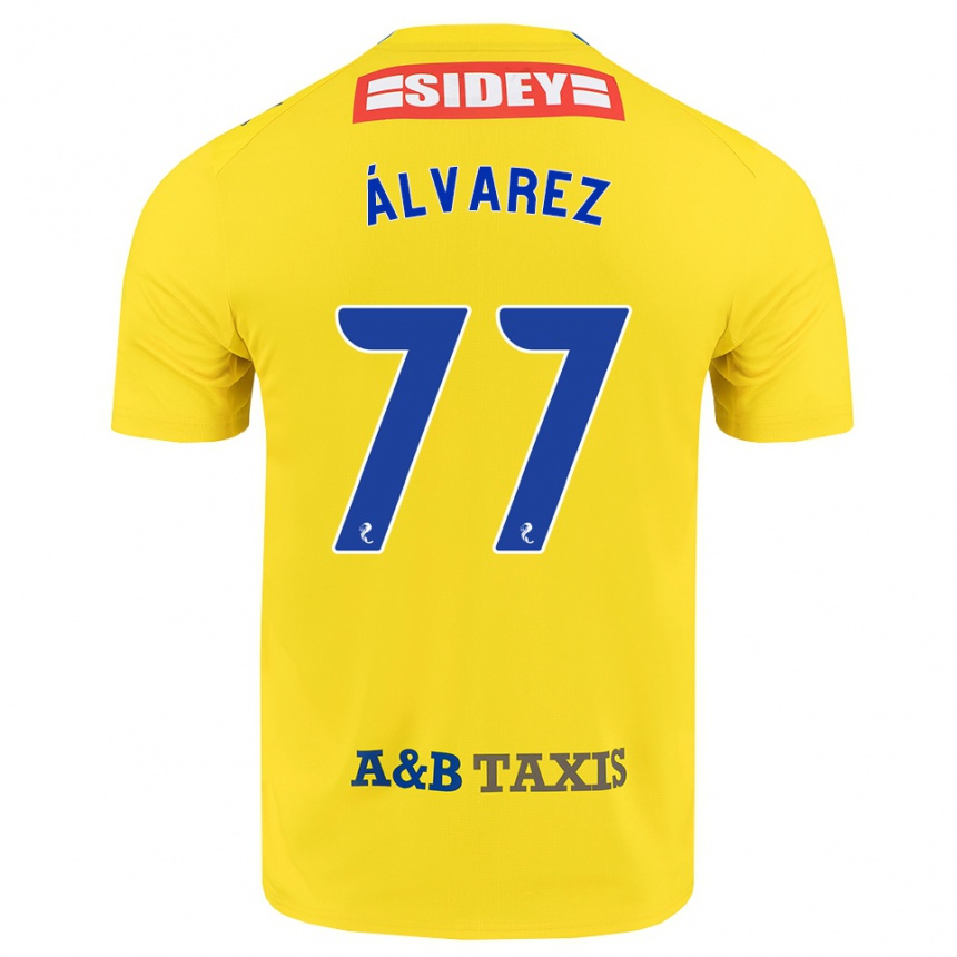 נשים כדורגל Unax Álvarez #77 צהוב כחול שחור הרחק ג'רזי 2026/27