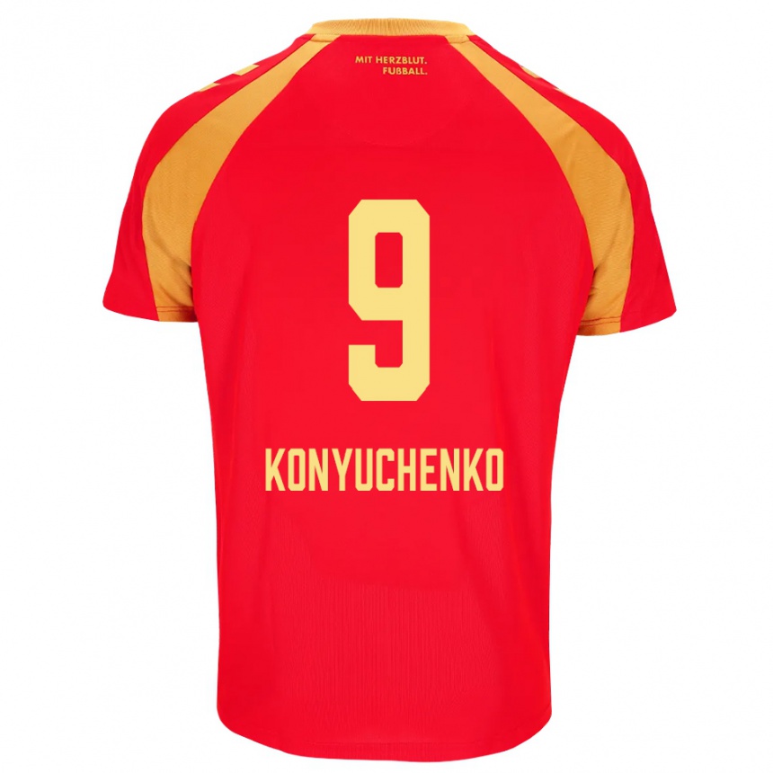 נשים כדורגל Yehor Konyuchenko #9 אדום כתום שחור הרחק ג'רזי 2026/27 נשים כדורגל Yehor Konyuchenko #9 אדום כתום שחור הרחק ג'רזי 2026/27