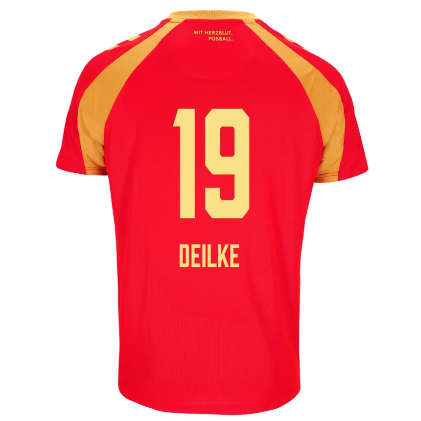 נשים כדורגל Flemming Deilke #19 אדום כתום שחור הרחק ג'רזי 2026/27
