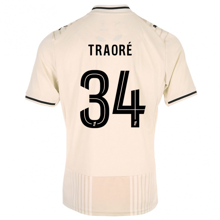 נשים כדורגל Ibrahim Traoré #34 תחרה ישנה שחור לבן עתיק הרחק ג'רזי 2026/27