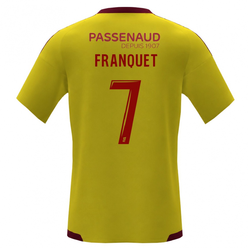נשים כדורגל Tayson Franquet #7 צהוב אדום ירוק הרחק ג'רזי 2026/27
