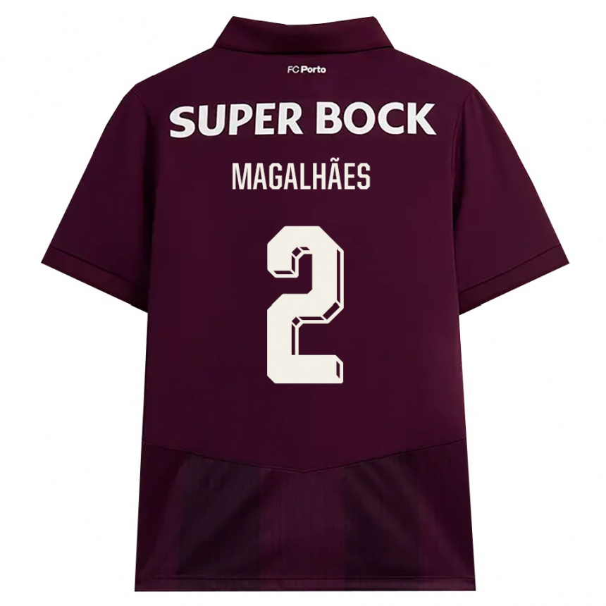 נשים כדורגל Rafael Magalhães #2 בורדו לבן הרחק ג'רזי 2026/27