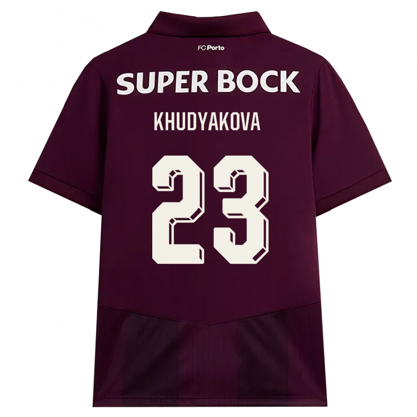 נשים כדורגל Verónica Khudyakova #23 בורדו לבן הרחק ג'רזי 2026/27