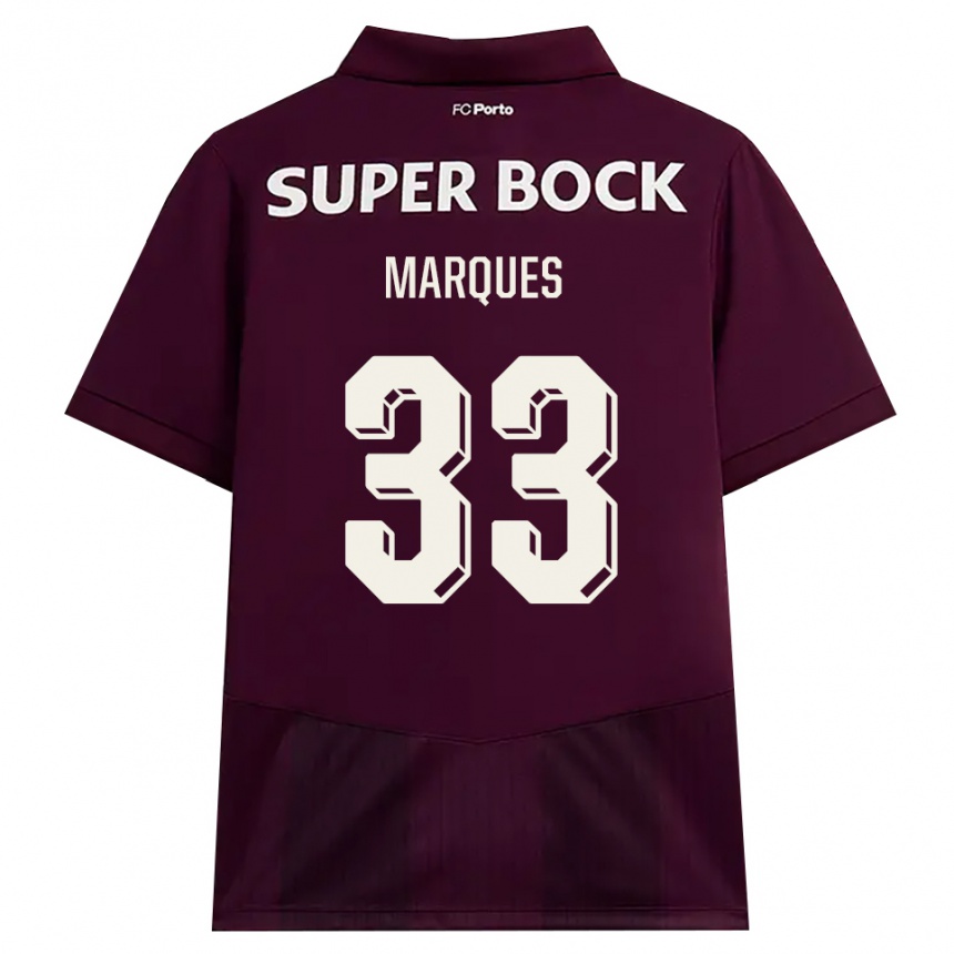 נשים כדורגל Bárbara Marques #33 בורדו לבן הרחק ג'רזי 2026/27