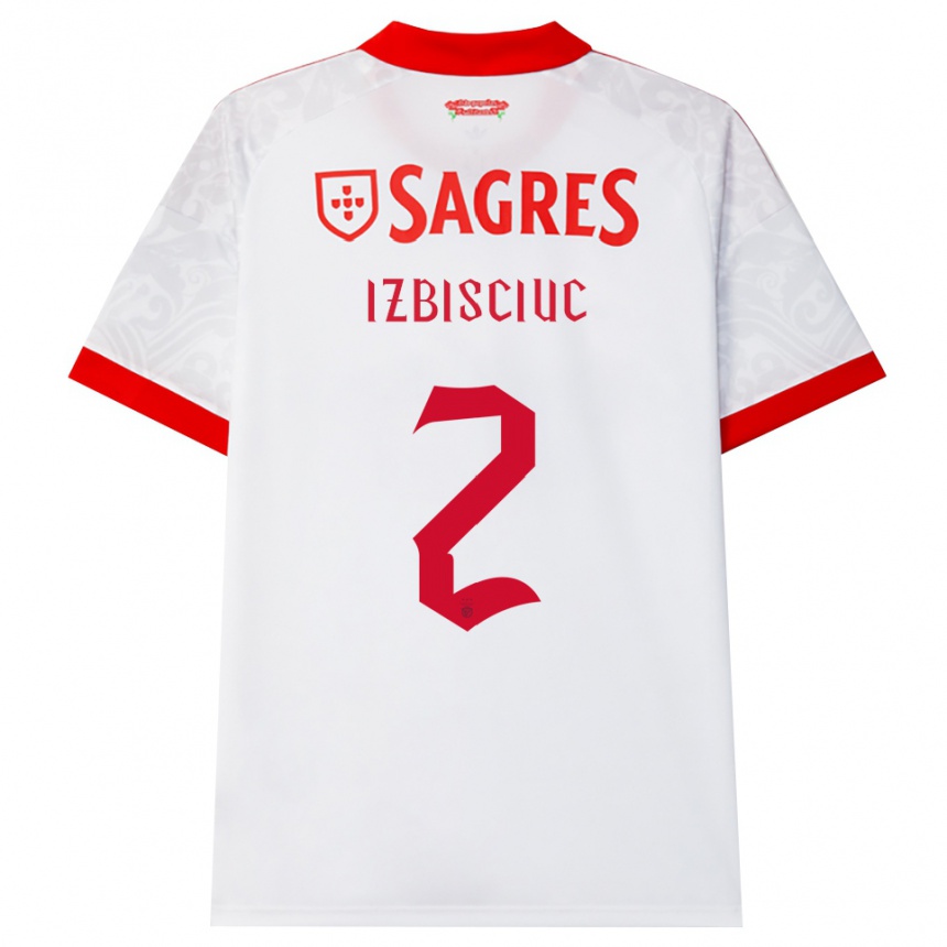 נשים כדורגל Pedro Izbisciuc #2 לבן אדום צהוב הרחק ג'רזי 2026/27