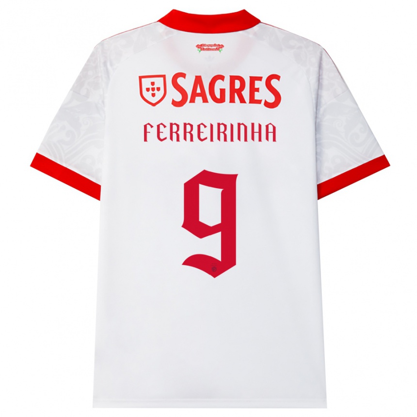 נשים כדורגל Afonso Ferreirinha #9 לבן אדום צהוב הרחק ג'רזי 2026/27