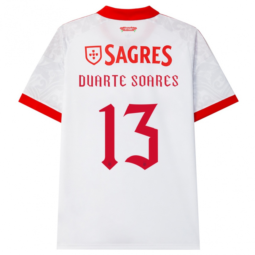 נשים כדורגל Duarte Soares #13 לבן אדום צהוב הרחק ג'רזי 2026/27