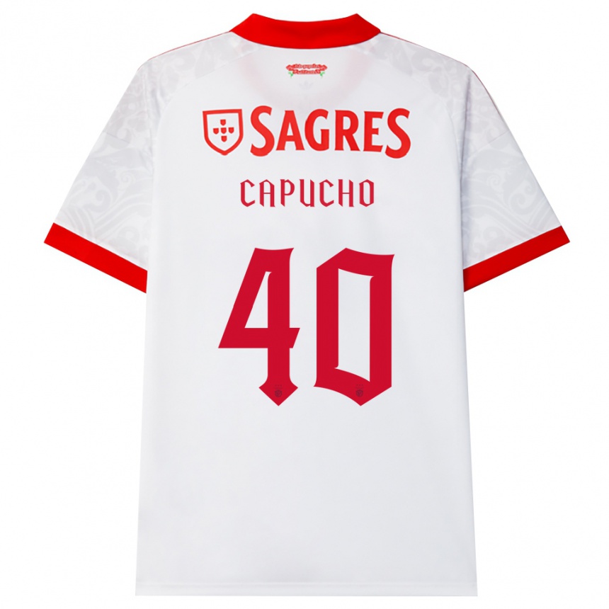נשים כדורגל João Capucho #40 לבן אדום צהוב הרחק ג'רזי 2026/27