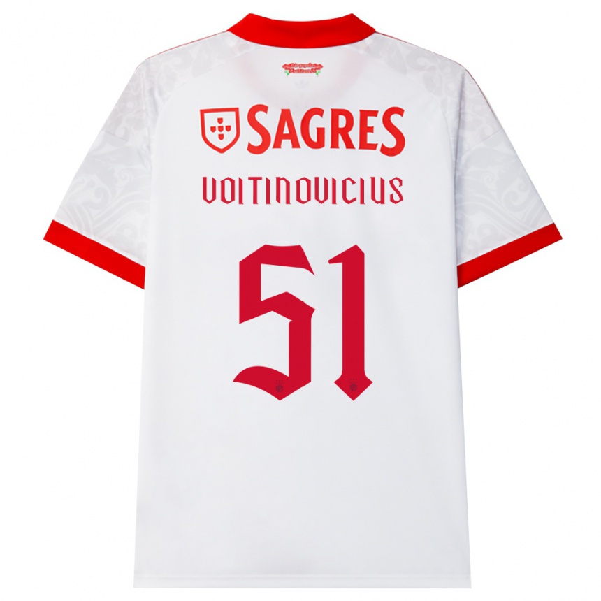 נשים כדורגל Arnas Voitinovicius #51 לבן אדום צהוב הרחק ג'רזי 2026/27
