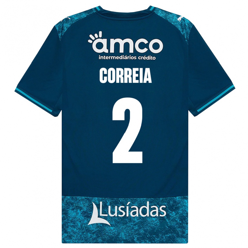 נשים כדורגל Nuno Correia #2 אפור כהה טורקיז בינוני הרחק ג'רזי 2026/27