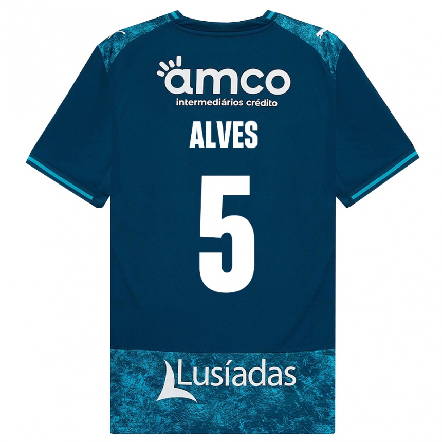 נשים כדורגל Eduardo Alves #5 אפור כהה טורקיז בינוני הרחק ג'רזי 2026/27