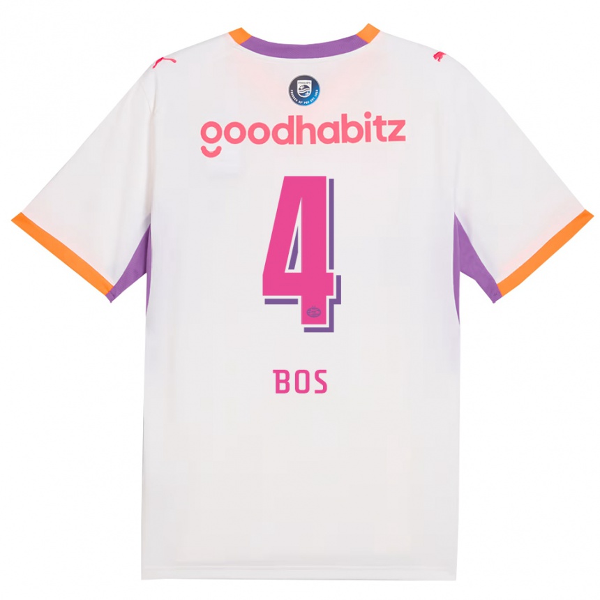 נשים כדורגל Floris Bos #4 לבן סגול כתום הרחק ג'רזי 2026/27