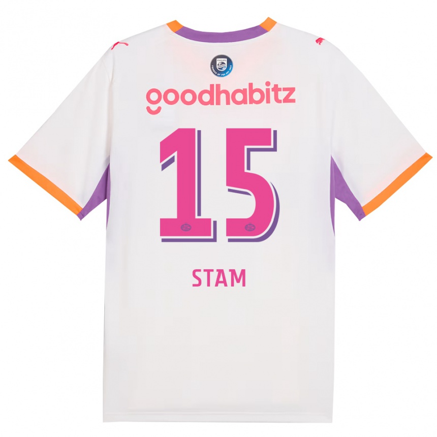 נשים כדורגל Dyran Stam #15 לבן סגול כתום הרחק ג'רזי 2026/27