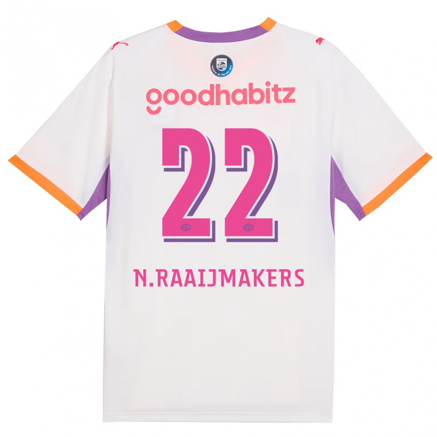 נשים כדורגל Niels Raaijmakers #22 לבן סגול כתום הרחק ג'רזי 2026/27