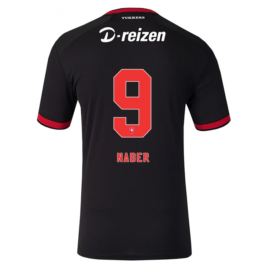 נשים כדורגל Daeley Naber #9 אדום לבן שחור הרחק ג'רזי 2026/27