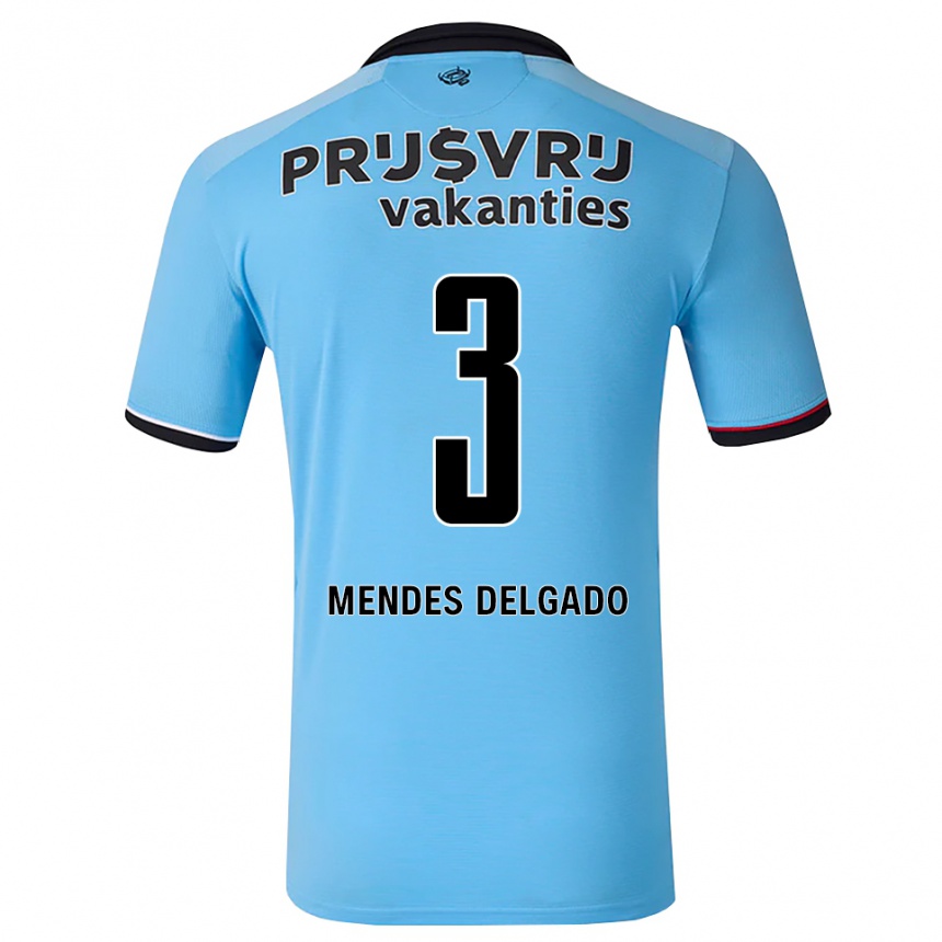 נשים כדורגל Nestly Mendes Delgado #3 כחול שמיים עמוק שחור אדום הרחק ג'רזי 2026/27