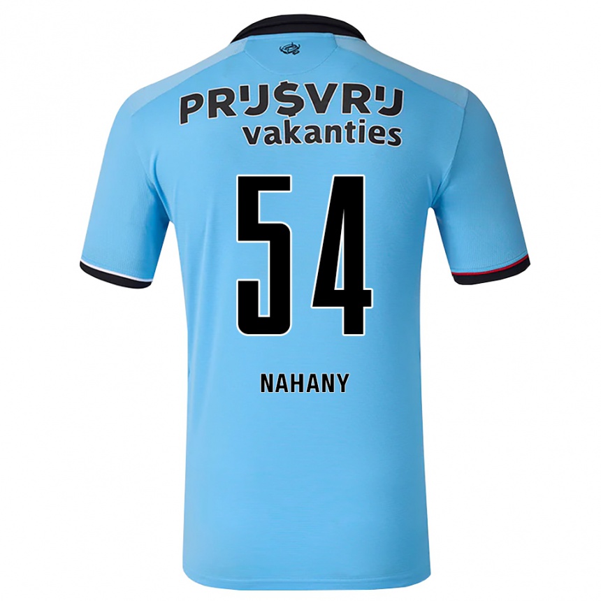 נשים כדורגל Arman Nahany #54 כחול שמיים עמוק שחור אדום הרחק ג'רזי 2026/27