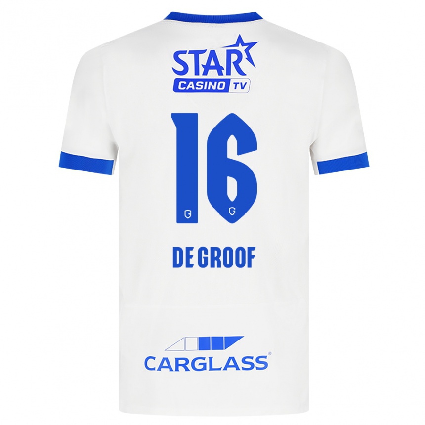 נשים כדורגל Jens De Groof #16 לבן כחול הרחק ג'רזי 2026/27