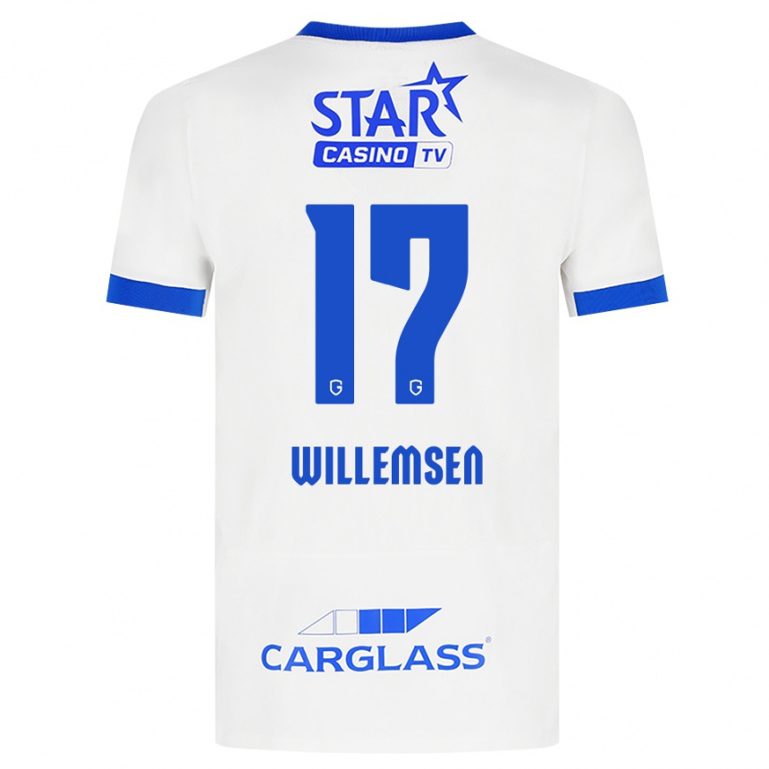 נשים כדורגל Wout Willemsen #17 לבן כחול הרחק ג'רזי 2026/27