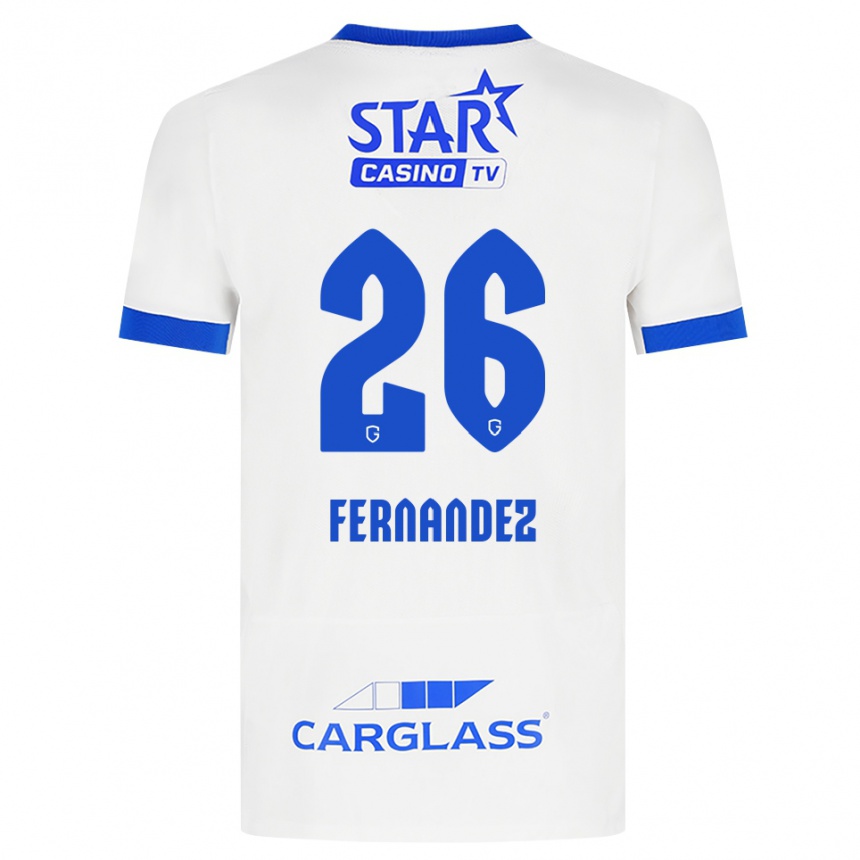 נשים כדורגל Elias Gonzalez Fernandez #26 לבן כחול הרחק ג'רזי 2026/27