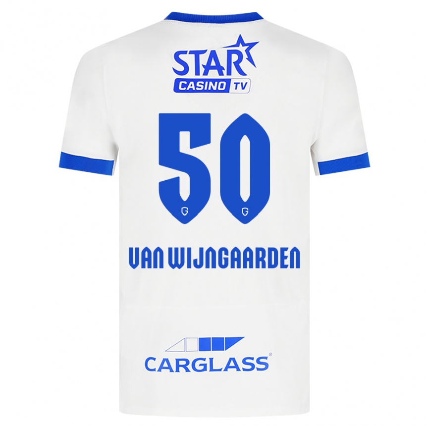 נשים כדורגל Maren Van Wijngaarden #50 לבן כחול הרחק ג'רזי 2026/27