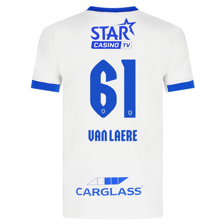 נשים כדורגל Daan Van Laere #61 לבן כחול הרחק ג'רזי 2026/27 נשים כדורגל Daan Van Laere #61 לבן כחול הרחק ג'רזי 2026/27