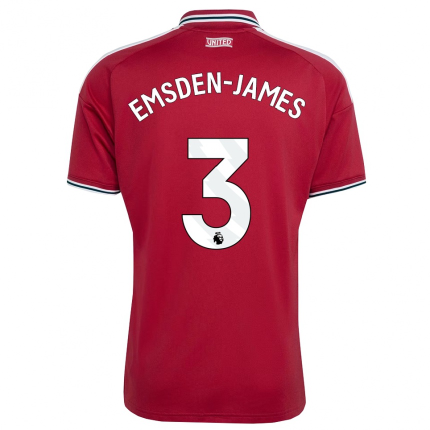 ילדים כדורגל Harley Emsden-James #3 אדום צהוב לבן ג'רזי ביתית 2026/27