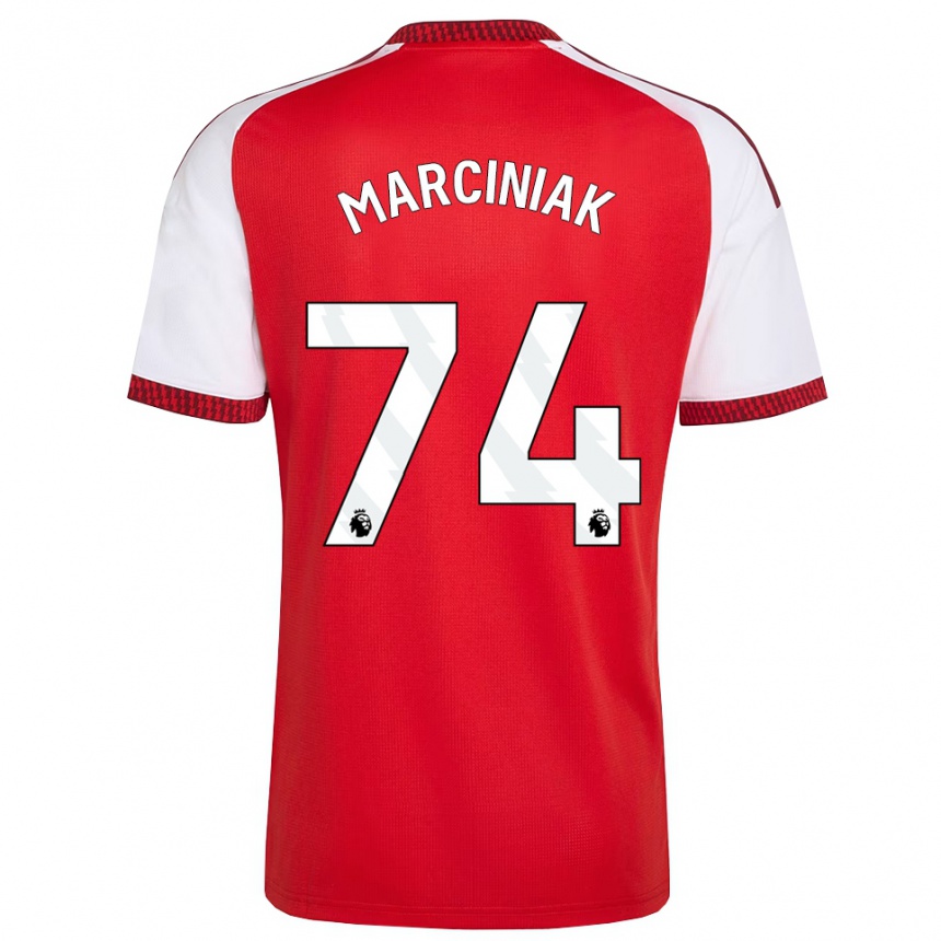 ילדים כדורגל Alex Marciniak #74 אדום לבן שחור ג'רזי ביתית 2026/27