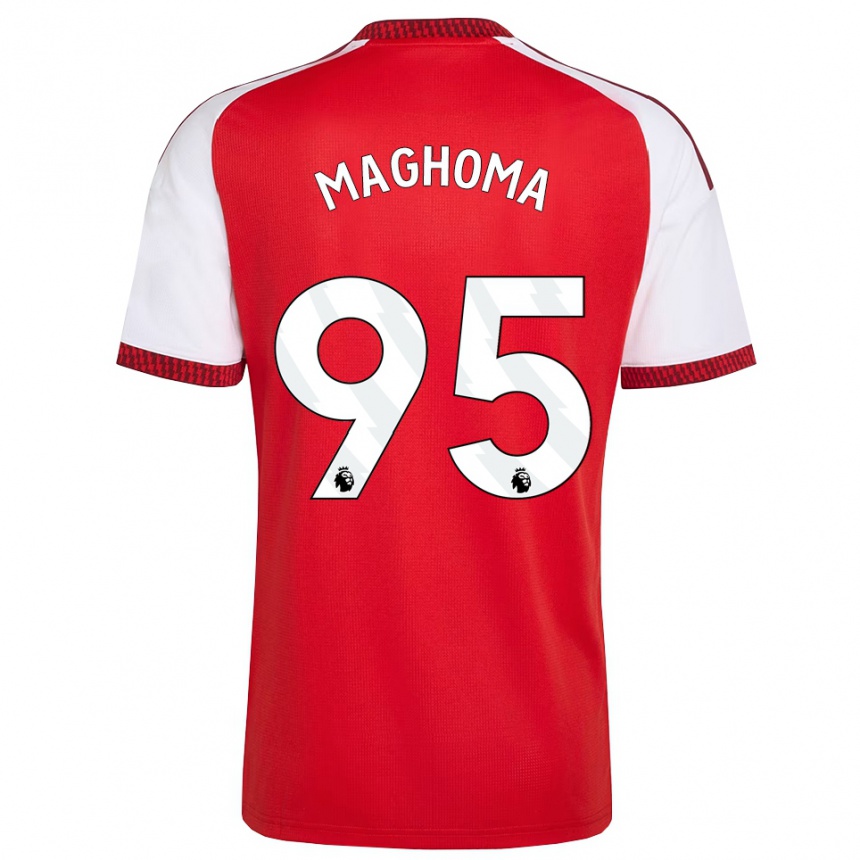 ילדים כדורגל Jaden Maghoma #95 אדום לבן שחור ג'רזי ביתית 2026/27