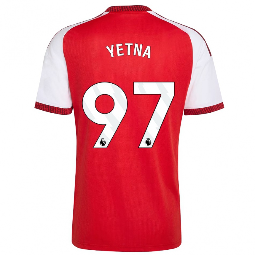 ילדים כדורגל Mikael Yetna #97 אדום לבן שחור ג'רזי ביתית 2026/27