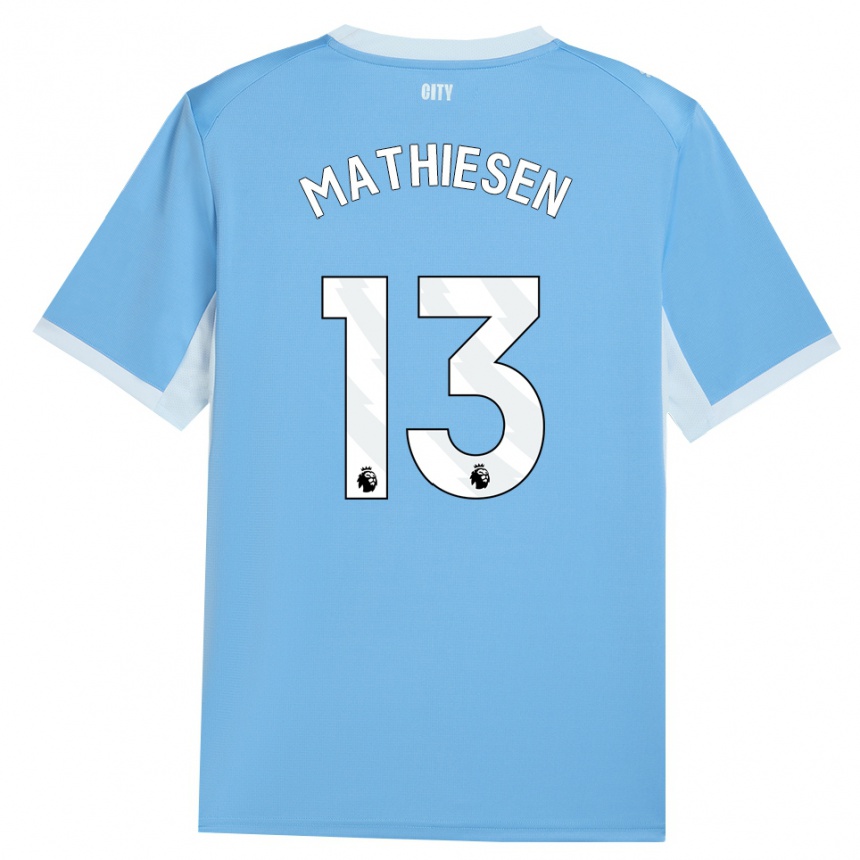 ילדים כדורגל Toran Mathiesen #13 כחול שמיים בהיר לבן ג'רזי ביתית 2026/27