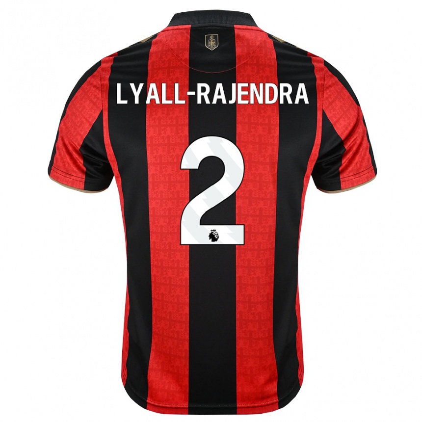ילדים כדורגל Max Lyall-Rajendra #2 זהב אדום שחור ג'רזי ביתית 2026/27