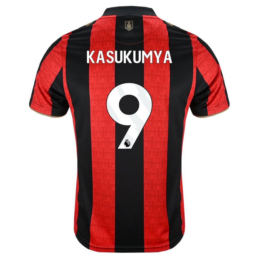 ילדים כדורגל Kashanga Kasukumya #9 זהב אדום שחור ג'רזי ביתית 2026/27